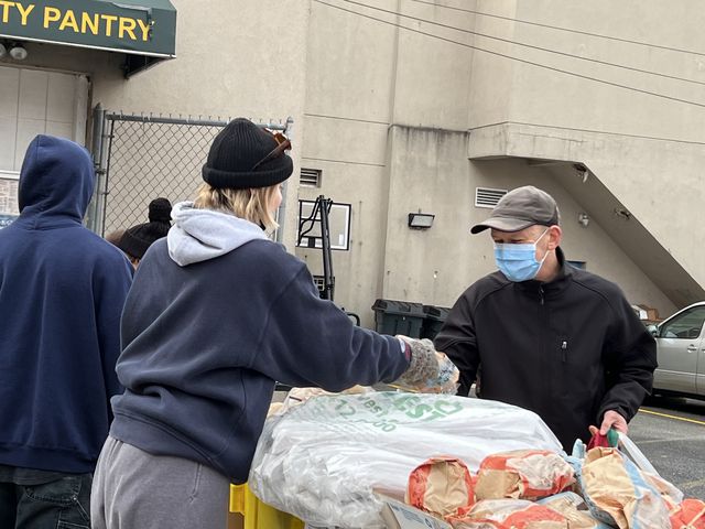 Michael Langerman of Roosevelt Island stops by a food pantry run by Hour Children in Long Island City on February 22nd, 2022.